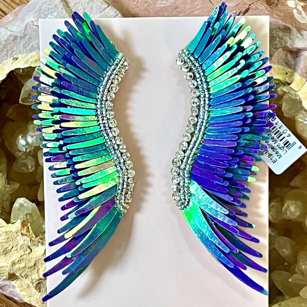 NWT Mignonne Gavigan Madeline Light Metallic Purple Statement Earrings - Picture 2 of 16